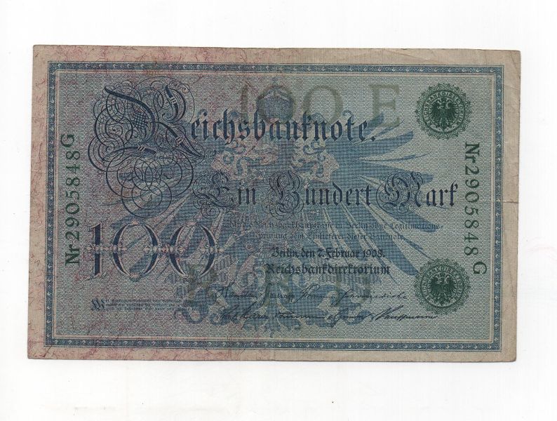 ALEMANIA DEL AÑO 1908 DE 100 MARCOS